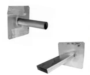 Edelstahl Notüberlauf Platte gerade 400 x 400 mm oder rund Ø 56 - 98 m